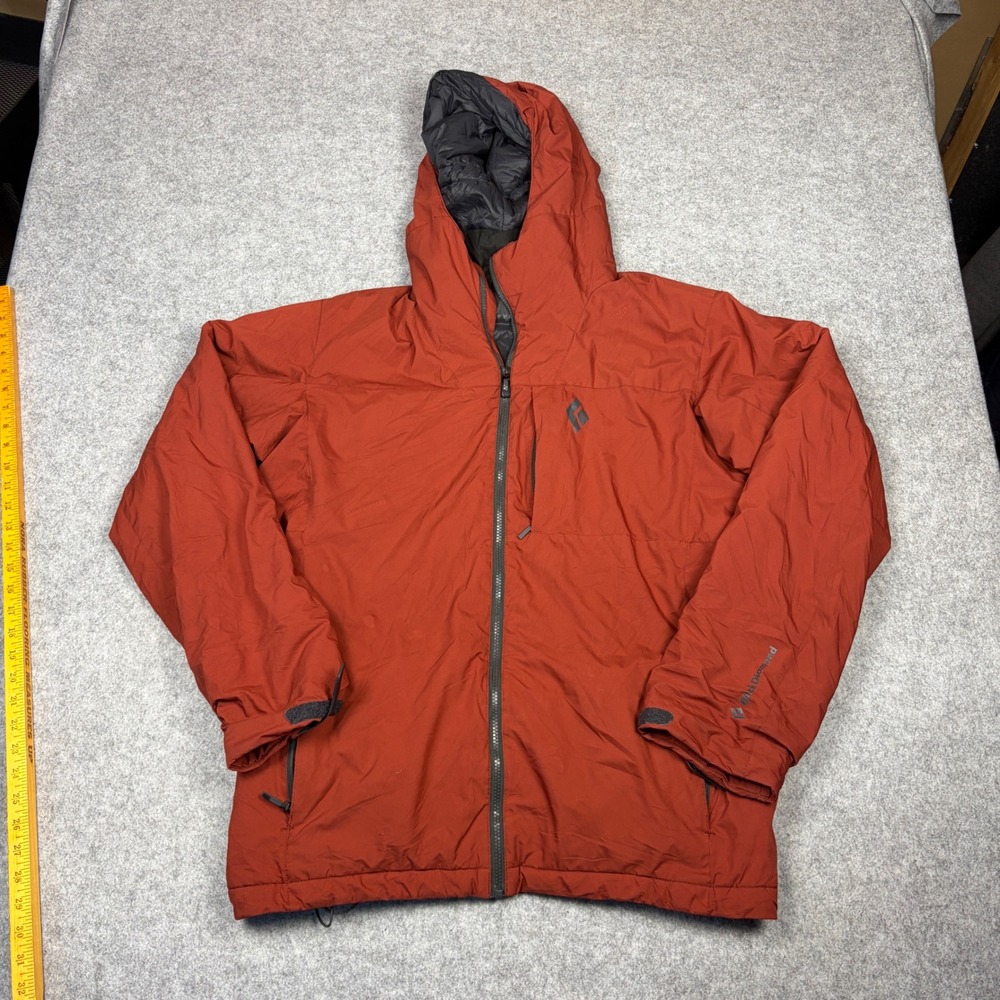 Black Diamond Mens Hooded Insulated Jacket Rust Orange Full Zip Size Large